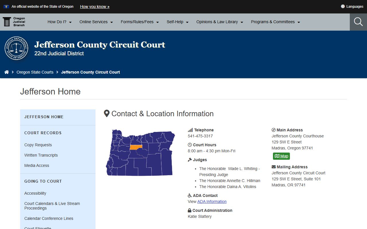 Jefferson County Circuit Court website for traffic court records