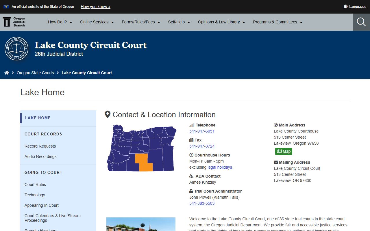 Lake County Circuit Court website for traffic court records